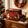 thumbnail image 1 of Christmas Themed Foldable Storage Box With Lid And Handles, Festive Atmosphere Classic Christmas Designs For Christmas Decorations Holiday Ornaments Home Storage (D, 9.84×13.78 in), 1 of 6