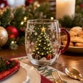 thumbnail image 1 of Christmas Themed Glass Mug with Handle, Christmas Motif Glass Coffee Cup, Santa Reindeer Christmas Tree Snowman Embossed Holiday Drinking Glass, Thickened Clear Glass Festive Winter Beverage Mug, 1 of 7
