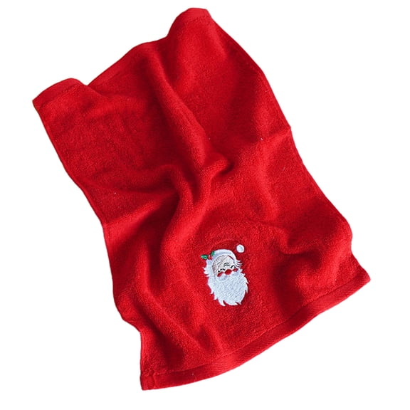 Christmas Themed Hand Towel with Embroidery Designs Santa Claus and Reindeer Patterns, Festive Bathroom and Kitchen Towel Set, for Holiday Decor and Practical Use High-Absorption Cotton Fabric