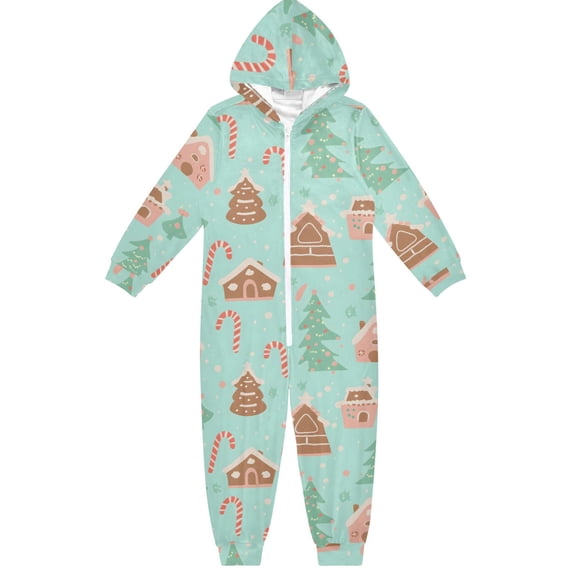 Christmas Themed House One Piece Pajamas Soft Jumpsuit Cozy Sleep and Play Romper Zipper and Pockets 4T