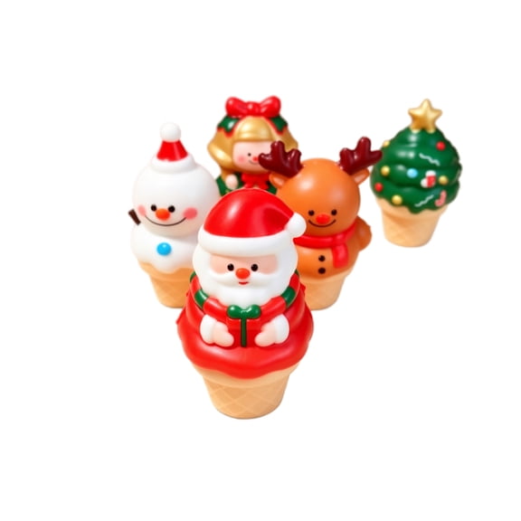 Christmas Themed Ice Cream Squishy Fidget Toy, Cute Holiday Figure Cone Design, Random Style, Soft Squeeze Toy, Stress Relief Desktop Sensory Play Toy