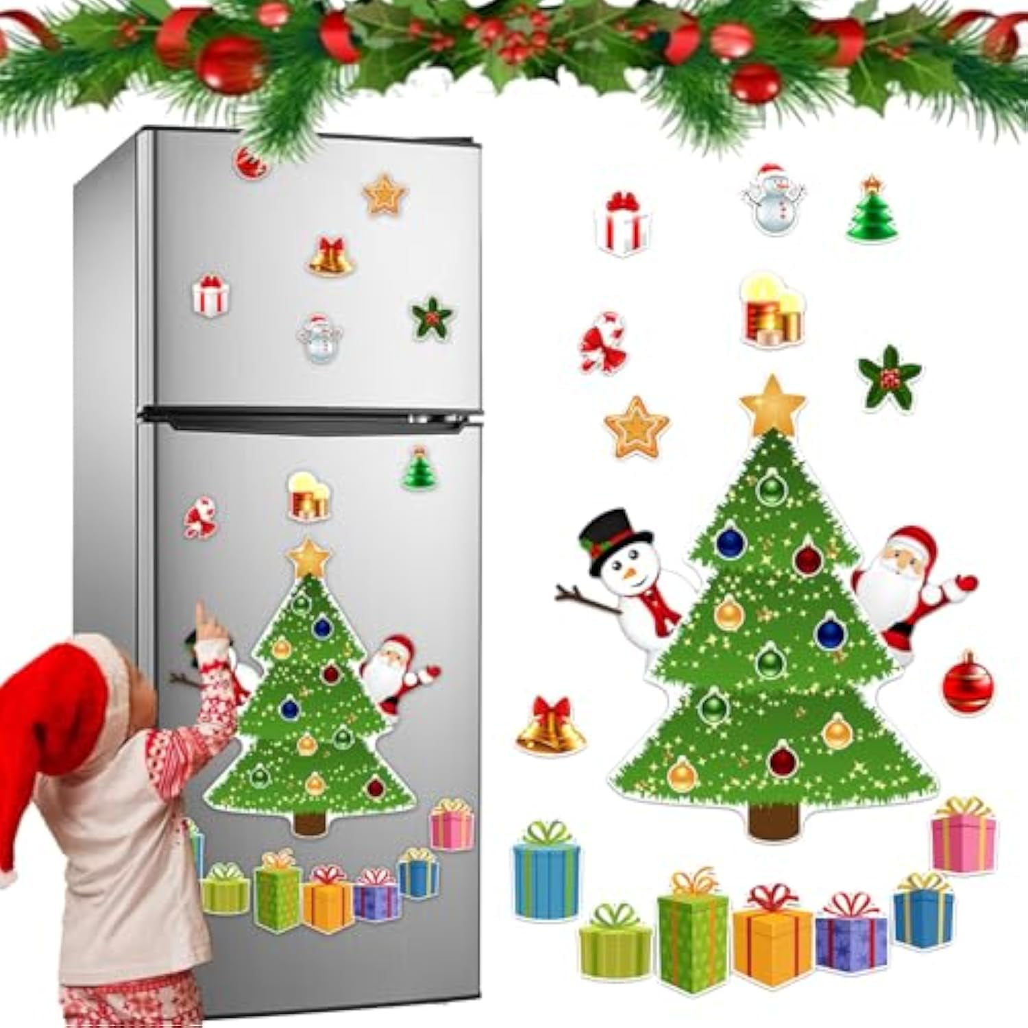 Christmas Themed Magnetic Sticker, 2025 New Magnetic Christmas Tree for ...