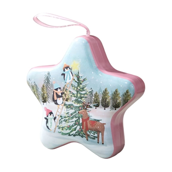 Christmas Themed Metal Storage Box With Solid Lanyard Compact Design For Homes Decors Travel Accessories Organization