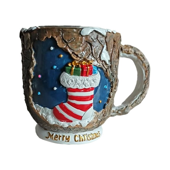 Christmas Themed Mugs Collection, Festive 3D Cute Merry Christmas Ceramic Coffee Cup Rustic Xmas Holiday Dishwasher Microwave Safe Ideal for Hot Beverages Unique Gift for Men & Women