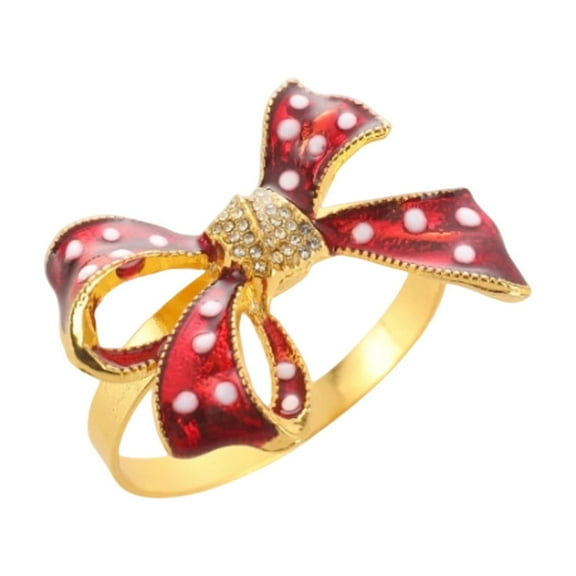 Christmas Themed Napkin Rings, Decorative Napkin Clips with Bow, Wreath, Christmas Tree & Reindeer Designs, Sparkling Rhinestones