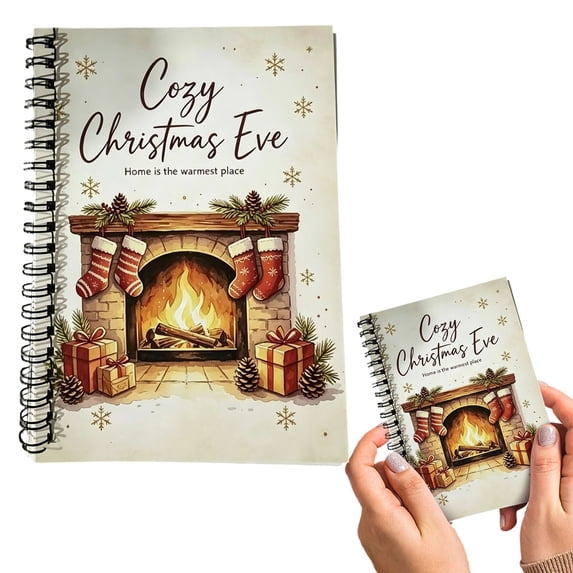 Christmas Themed Notebook, Holiday Illustration Card Book, Journal and Message Book