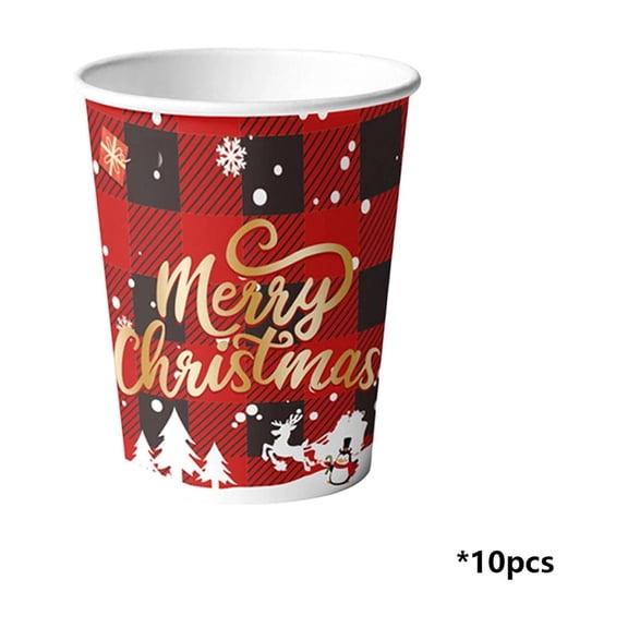Christmas Themed Paper Cups 10 Pack, Disposable Party Cups with Snowflake Tree Design, Festive Tableware for Holiday Gathering Drinks
