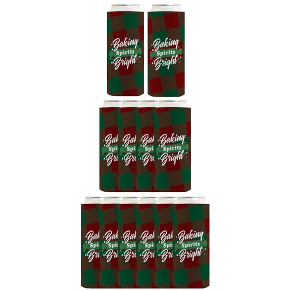 Christmas Themed Party Decorations Baking Spirits Bright 12-Pack Ultra Slim Can Thermocoolers