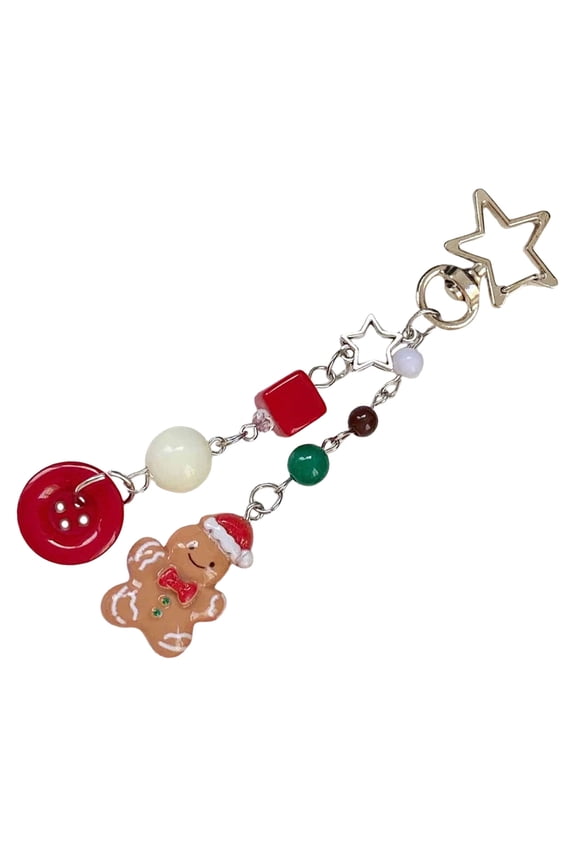 Christmas Themed Phone Strap Handmade Beaded Keychain Charm Fashionable Keyring Bag Pendant Accessory for Fashion Lover