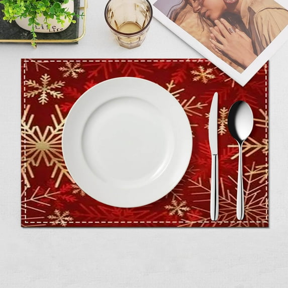 Christmas Themed Placemat Set for Table Setting - Holiday Home Living Room Decoration Placemats with Festive Patterns for Dining and Entertainment Events.