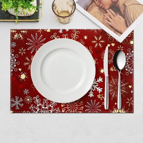 Christmas Themed Placemat Set for Table Setting - Holiday Home Living Room Decoration Placemats with Festive Patterns for Dining and Entertainment Events.