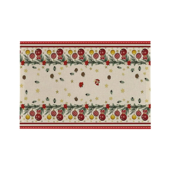 Christmas Themed Placemats for Table Decoration, Polyester Fabric, Vibrant Red, Green, and Gold, Holiday Dining Table Décor, Reusable & Easy to Clean