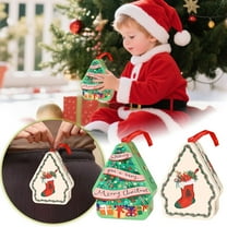 Christmas Themed Portable Candy Food Storage Container – With Handle, Tinplate Material, Holiday Festive Gifting/Party Share (A)