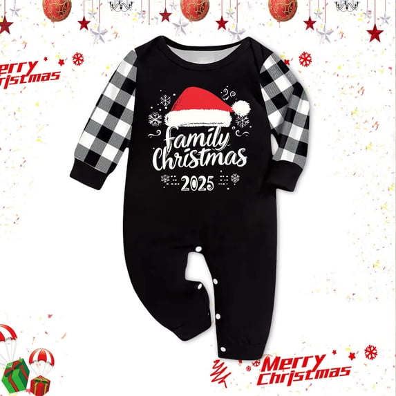 Christmas Themed Print Two Piece Top And Trousers Set Homewear And Leisure Style Parent Child Matching Outfit