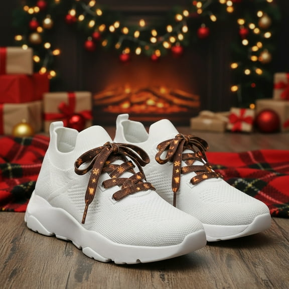 Christmas Themed Shoelaces for Sneakers and Boots with Festive Patterns Durable Nylon Material for Holiday Style(F,2 Pc)