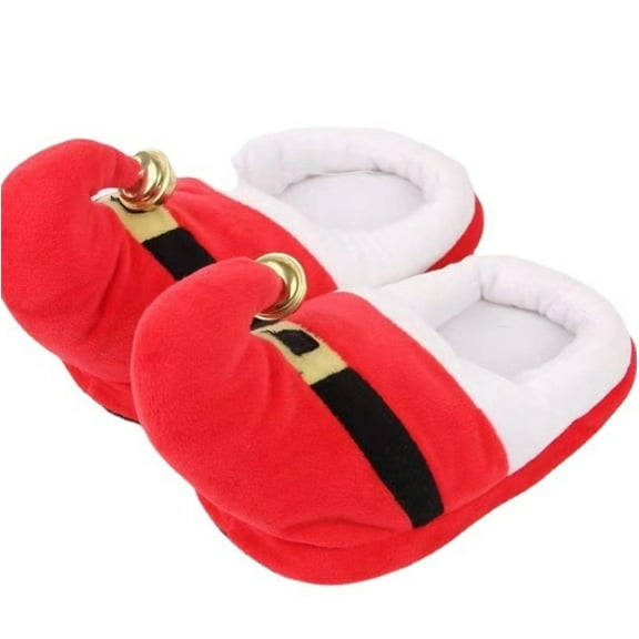 Christmas Themed Slippers with Bell Hat - Warm Anti-Slip Unisex Home Indoor Shoes with Fur Lining