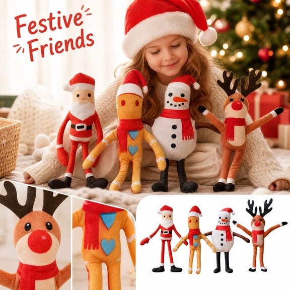 Christmas Themed Snowman Plush Stuffed Toy, Cute Figure Doll for Holiday Gift, Mouse Dried Style Doll Toy