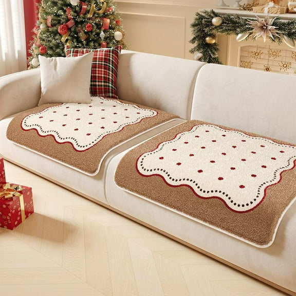 Christmas-Themed Sofa and Chair Cushions, Plush Non-Slip Mats, Holiday Plush Throw Pillows, Warm Winter Mats for Christmas Living Room, Bedroom, and Couch Décor
