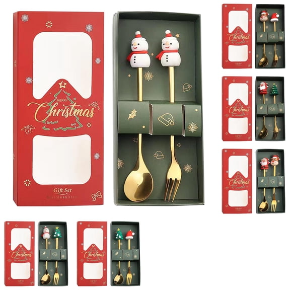 Christmas Themed Stainless Steel Spoon Fork Set, Holiday Flatware With Snowman Scarf Decor For Dining Parties, Reusable Cutlery For Festive Table Setting