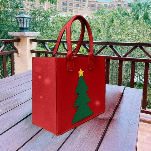 Christmas Themed Storage Tote Bag, Collapsible Organizer for Holiday Decorations and Candy Storage, Portable Bin for Seasonal Item Management(Red)