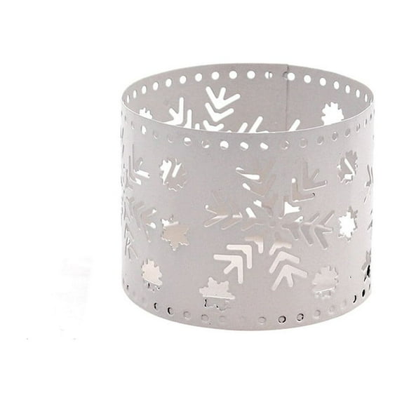 Christmas Themed Straight-Sided Perforated Metal Candle Holder for Holiday Table Decor, Xmas Decorations, Rustic Home Candle Display