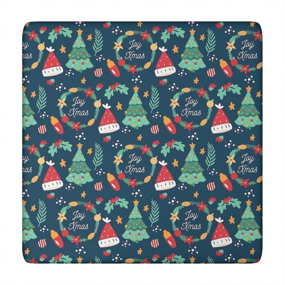 Christmas Themed Tablecloth with Professional Elastic Border, 34x34 Square Size, Advanced Fabric Technology Prevents Wrinkling