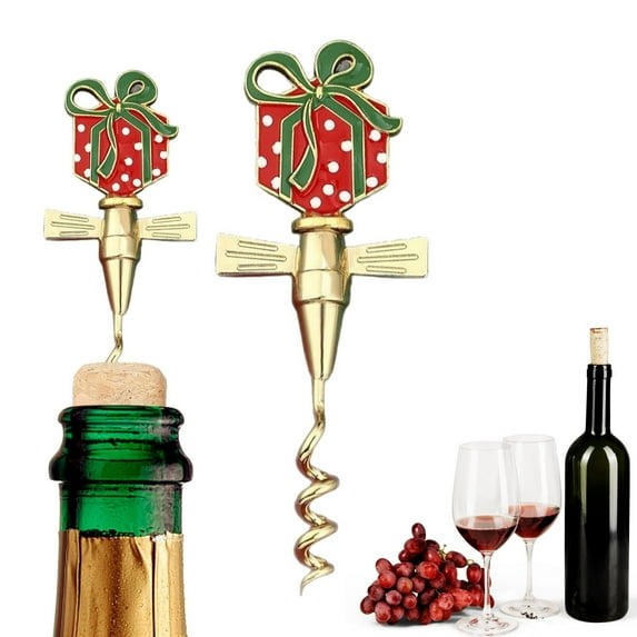 Christmas Themed Wine Corkscrew, Stainless Steel Multi-Function Bottle Opener, Festive Holiday Bar Tool Set, Reusable Wine Stopper & Corkscrew Combo