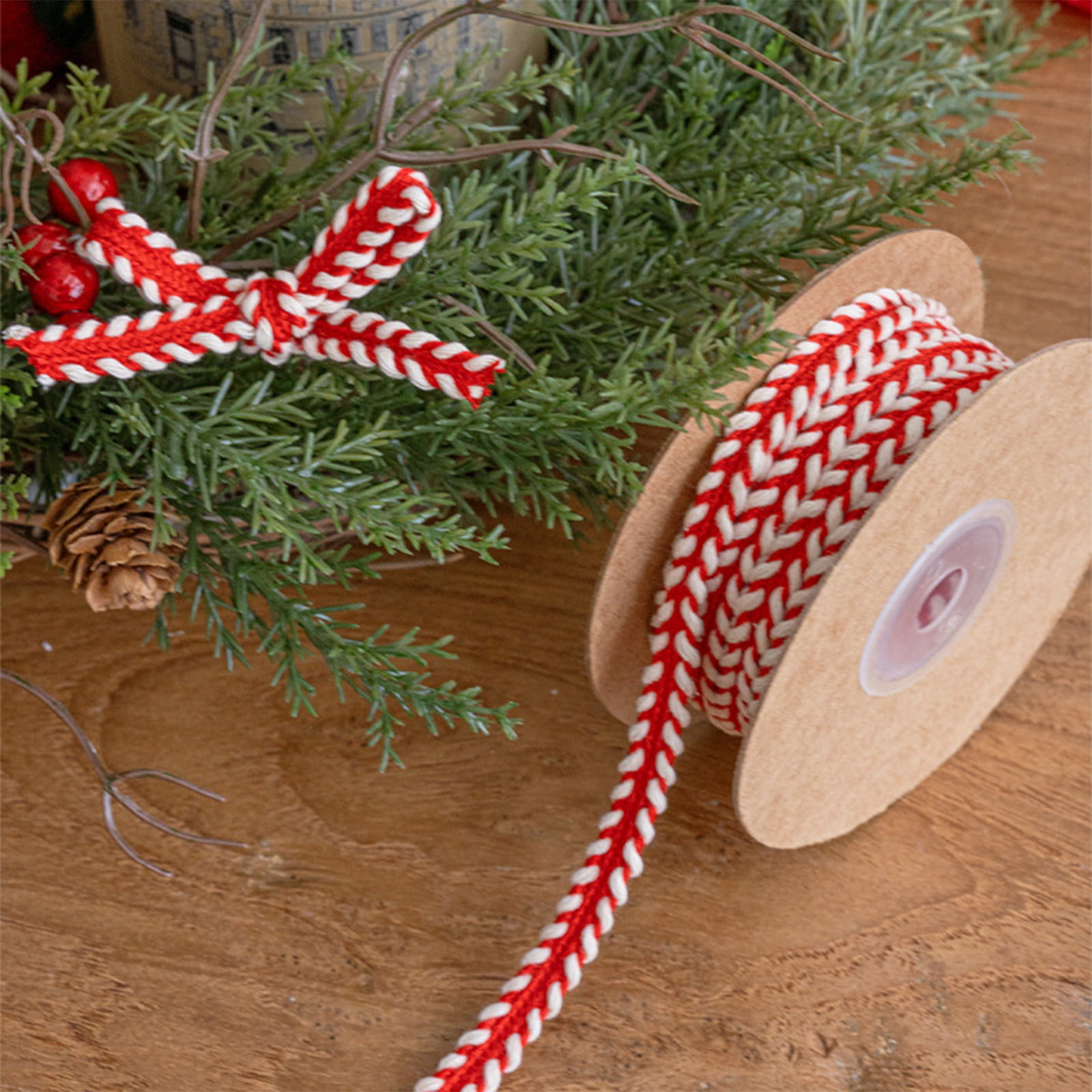 Christmas Thick Knitted Packaging Decorative Ribbons - Red Hemp Rope ...