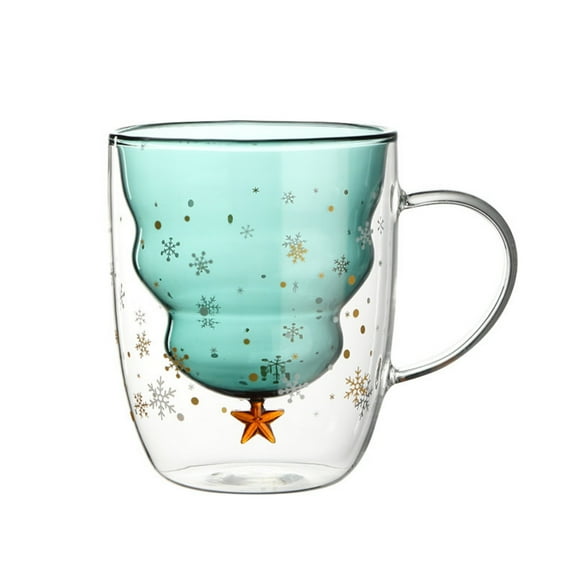 Christmas Thick Transparent Water Cup Double-layer Vintage Glassware Christmas Water-saving Cup Suitable For Home,Christmas Party Gifts And Decor