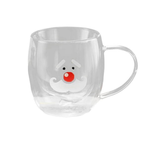 Christmas Thick Transparent Water Cup Double-layer Vintage Glassware Christmas Water-saving Cup Suitable For Home,Christmas Party Gifts And Decor