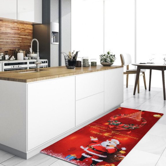Christmas Thickened Flannel Bathroom Mat,Anti-slip Thick Floor Mat Memory Foam Strong Absorbent Pad for Xmas Festival Holiday Bedroom,Kitchen Door Home Decorations