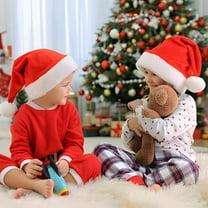 Christmas Thickened Hat, Soft Fluffy Santa Hat, Kids Adults Xmas Party Costume, Holiday Winter Hat, Christmas Decoration Accessory, Festive Santa Hat for Celebration Christmas Decorations