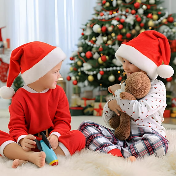 Christmas Thickened Hat, Soft Fluffy Santa Hat, Kids Adults Xmas Party Costume, Holiday Winter Hat, Christmas Decoration Accessory, Festive Santa Hat for Celebration Christmas Decorations