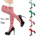 thumbnail image 1 of Christmas Thigh High Socks for Women Fuzzy Trim Over The Knee Socks Warm Long Stockings Red A, 1 of 7