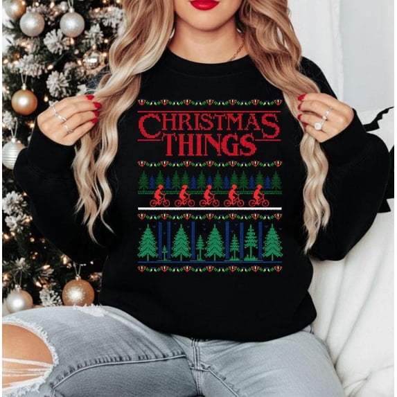 Christmas Things Vintage Cozy Crewneck Sweatshirt, TV Series Retro Shirt Unisex All Size, Xmas Gifts, Friends Gift