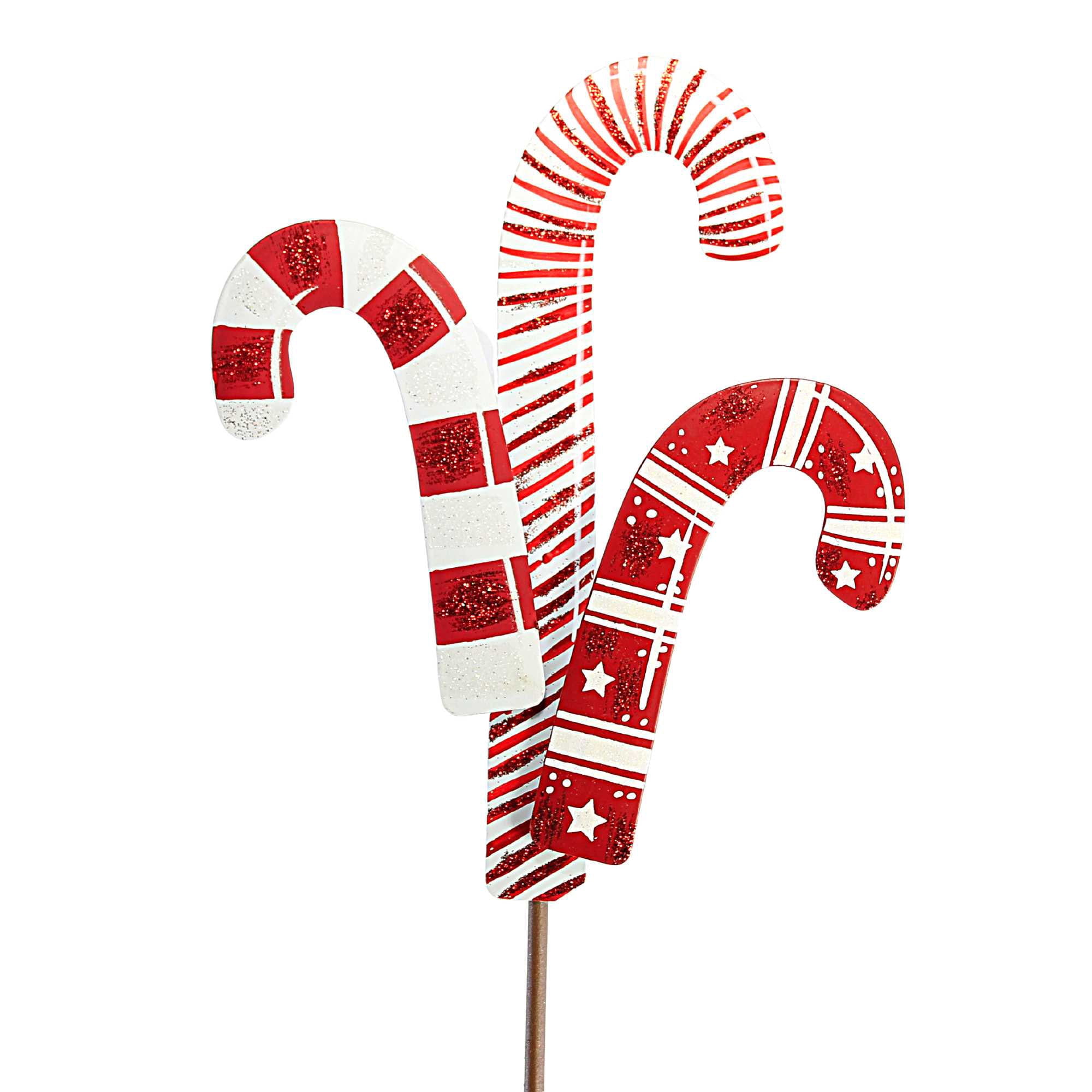 27 Inch Red and White Metal Candy Cane Garden Stakes