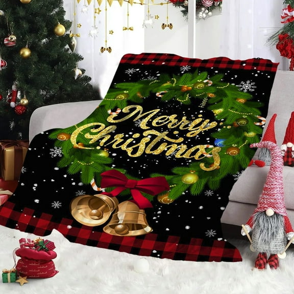 Christmas Throw Blanket 29.5 x 39.4 Inch Soft Fuzzy Cozy Sofa Blanket Polyester Breathable Warm Lightweight Machine Washable Throws for Couch Bed Travel Decor