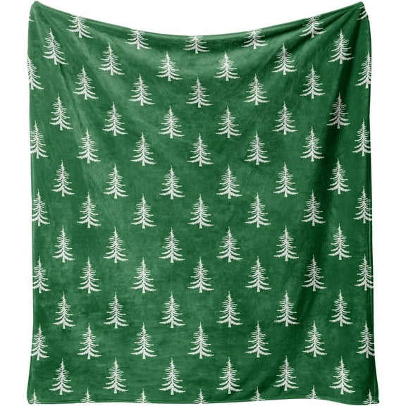 Christmas Throw Blanket 60"x50",Green Merry Xmas Tree Winter Holiday Festival Blanket for Women Men,Soft Flannel Fleece Throw for Home Living Room Bed Chair Couch Decor