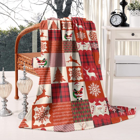Christmas Throw Blanket 60x80, Flannel Plush, Soft Warm Lightweight Winter Blanket for Couch, Bed, Cabin, Holiday Decor Gift.