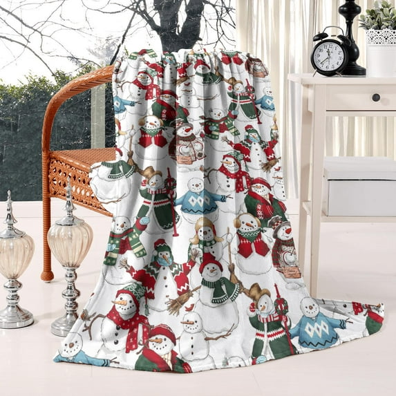 Christmas Throw Blanket 60x80, Flannel Plush, Soft Warm Lightweight Winter Blanket for Couch, Bed, Cabin, Holiday Decor Gift.