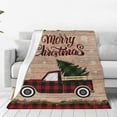 thumbnail image 1 of Christmas Throw Blanket, Black and Red Buffalo Plaid Red Truck Winter Bed Blanket Soft Cozy and Warm, Holiday Home Decor 50"x60, 1 of 1