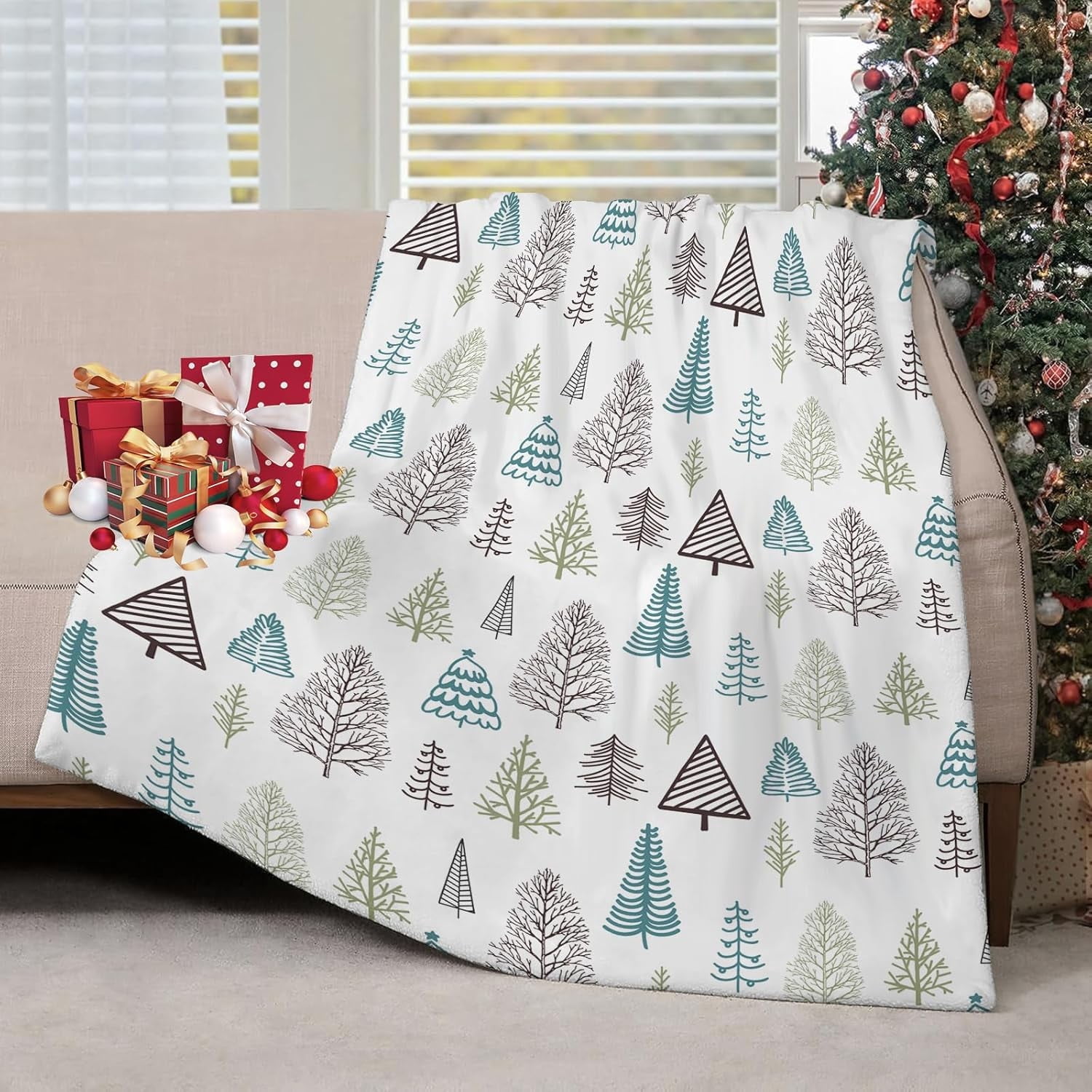 Christmas Throw Blanket Candy Cane Throw Blanket Super Soft Warm Bed Blanket Christmas Holiday Decor for Living Room Bedroom Sofa Christmas Gift for Her