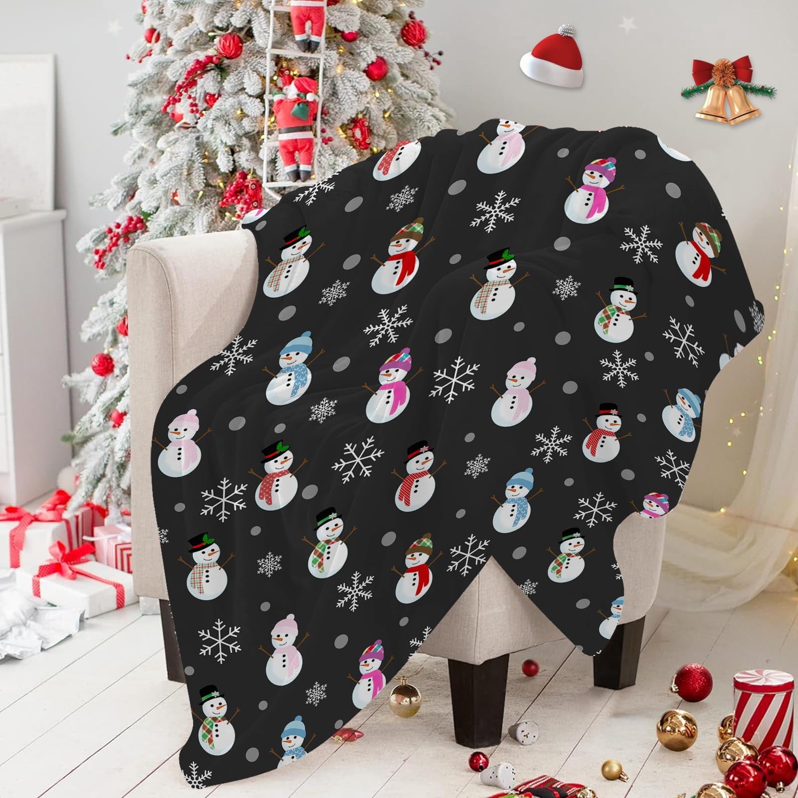 Christmas Throw Blanket Candy Cane Throw Blanket Super Soft Warm Bed Blanket Christmas Holiday Decor for Living Room Bedroom Sofa Christmas Gift for Her