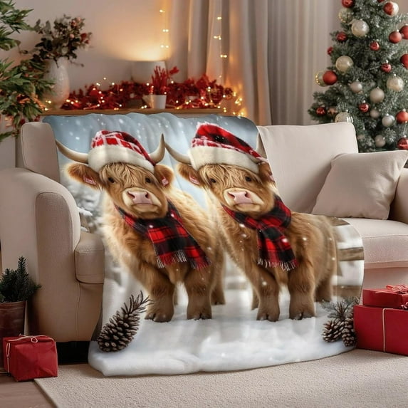 Christmas Throw Blanket, Christmas Decorations Blankets and Throws, Fuzzy Cozy Soft Warm Fleece Sherpa Winter Holiday Blanket for Bed Couch Sofa,50 X 60 Inches