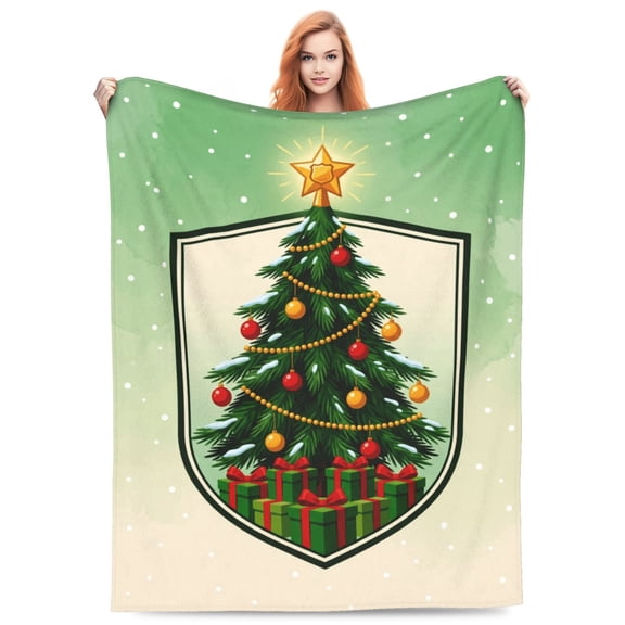 Christmas Throw Blanket Christmas Tree Travel Blanket for Movie Nights Watching TV Winter Present Soft Cozy Fuzzy Flannel Couch 50x40