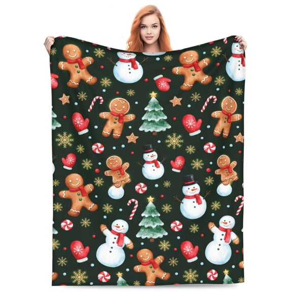 Christmas Throw Blanket, Classic Santa Claus Artwork, Festive Winter Pattern, Soft Flannel Throw 50x40