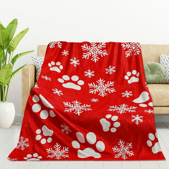 Christmas Throw Blanket for Couch Gentle Soft Cozy Warm Soft Blanket Adorable Animal Paw Prints Decorative Blankets & Throws Plush Fuzzy Microfiber Throw Blanket, Gift for Kids 29 x 39 inch