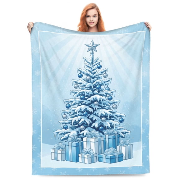 Christmas Throw Blanket, Flannel Festive Christmas Tree Print, All Season Throw, Plush Warm Cozy Soft Blanket 50x40