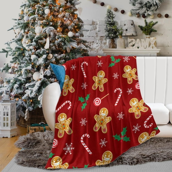 Christmas Throw Blanket Flannel Soft Plush Lightweight Cozy for Couch Sofa Chair Decorative 50"x40"
