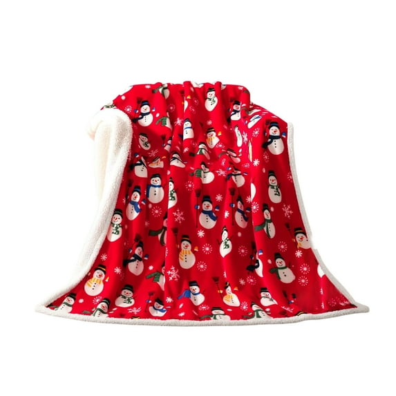 Christmas Throw Blanket, Fuzzy Fluffy Soft Cozy Blanket, Fleece Flannel Plush Blanket for Couch Bed Sofa, Snowman and Snowflake Pattern